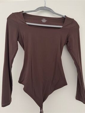 Women's Long Sleeve Square Neck Bodysuit - Brown